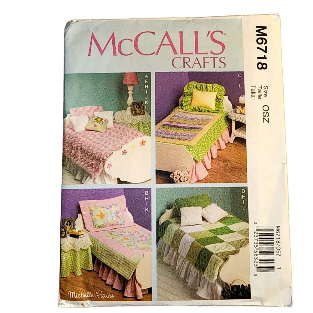 McCall's Crafts M6718 One Sz Bed and Bedding For 18" Doll Pattern Uncut 2013